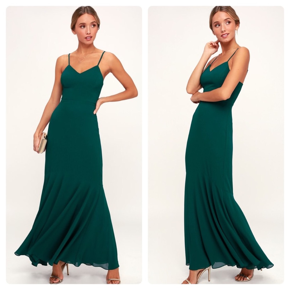 Lulus Mermaid Emerald Green Maxi Dress
